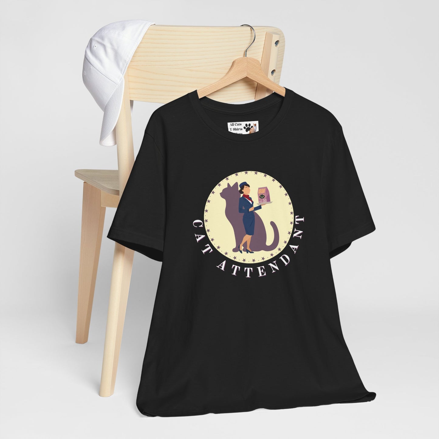 Fun "Cat Attendant" T-Shirt - (Unisex Jersey Short Sleeve Tee - Perfect Gift for Cat Lovers!)