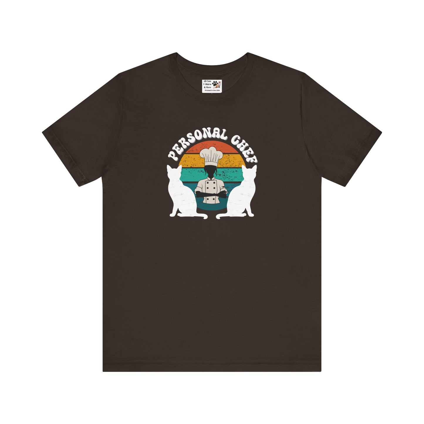 Personal Chef for Cats T-Shirt (#20 - Distressed Style Vintage Sunset, Unisex Jersey Tee)