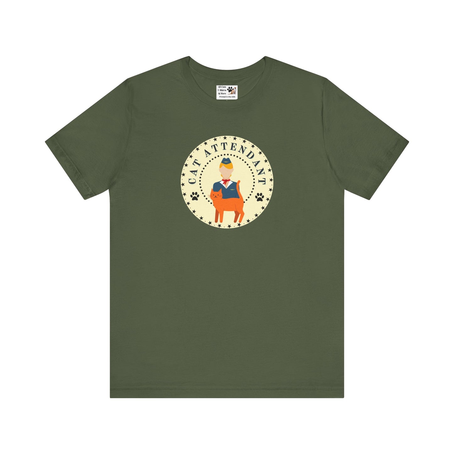 Cute "Cat Attendant" T-Shirt with Orange Cat - (Unisex Jersey Short Sleeve Tee - Perfect Gift for Cat Lovers!)