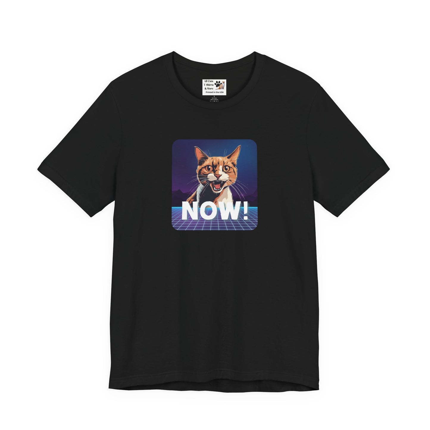 "NOW Cat" Retro Graphic T-Shirt - (Unisex Short Sleeve Tee - Fun & Quirky Design for Cat Fans)