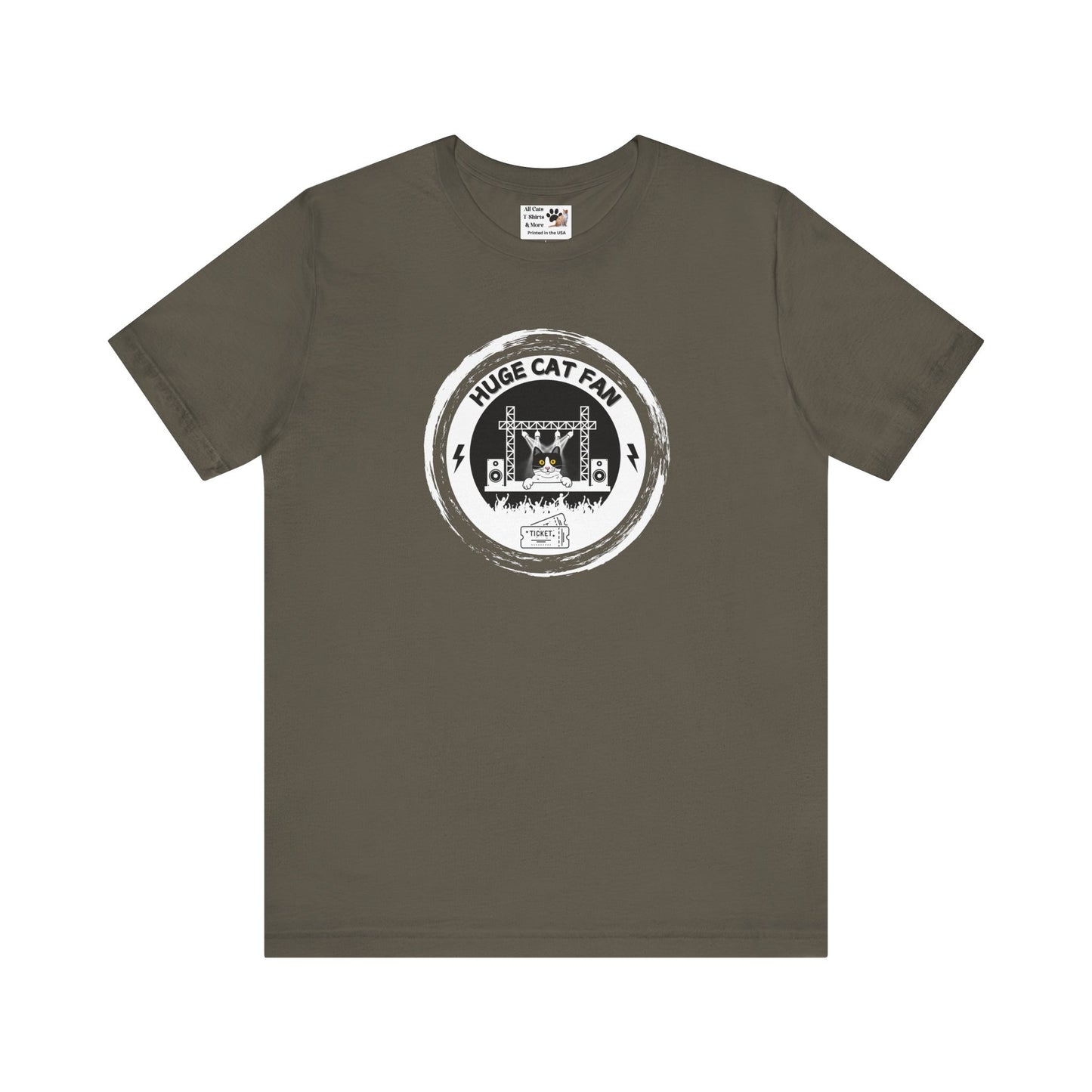 Huge Cat Fan "Brushed Circle Style" T-Shirt - (Fun Unisex Jersey Cat Lover Tee)