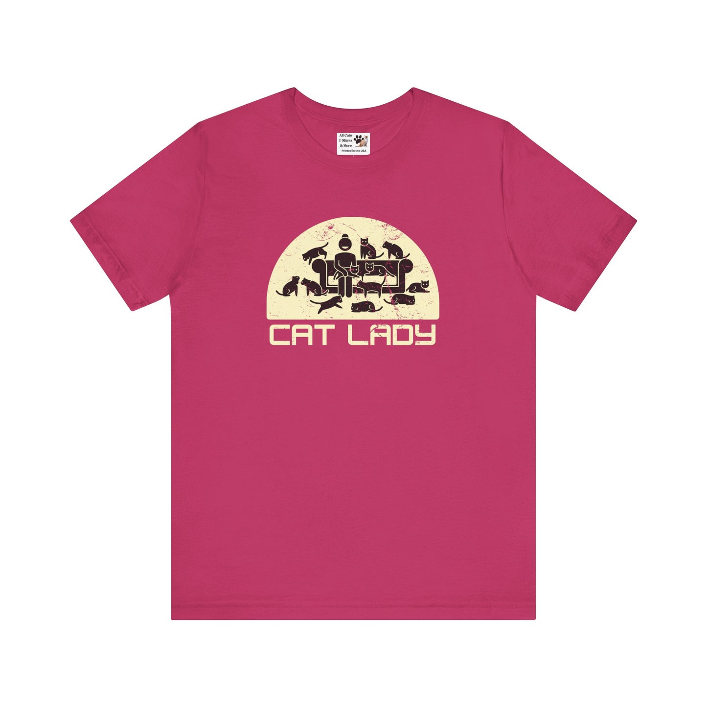 Cute Cat Lady T-Shirt - (Distressed Style - Unisex Jersey Tee - Perfect Gift for Cat Moms!)