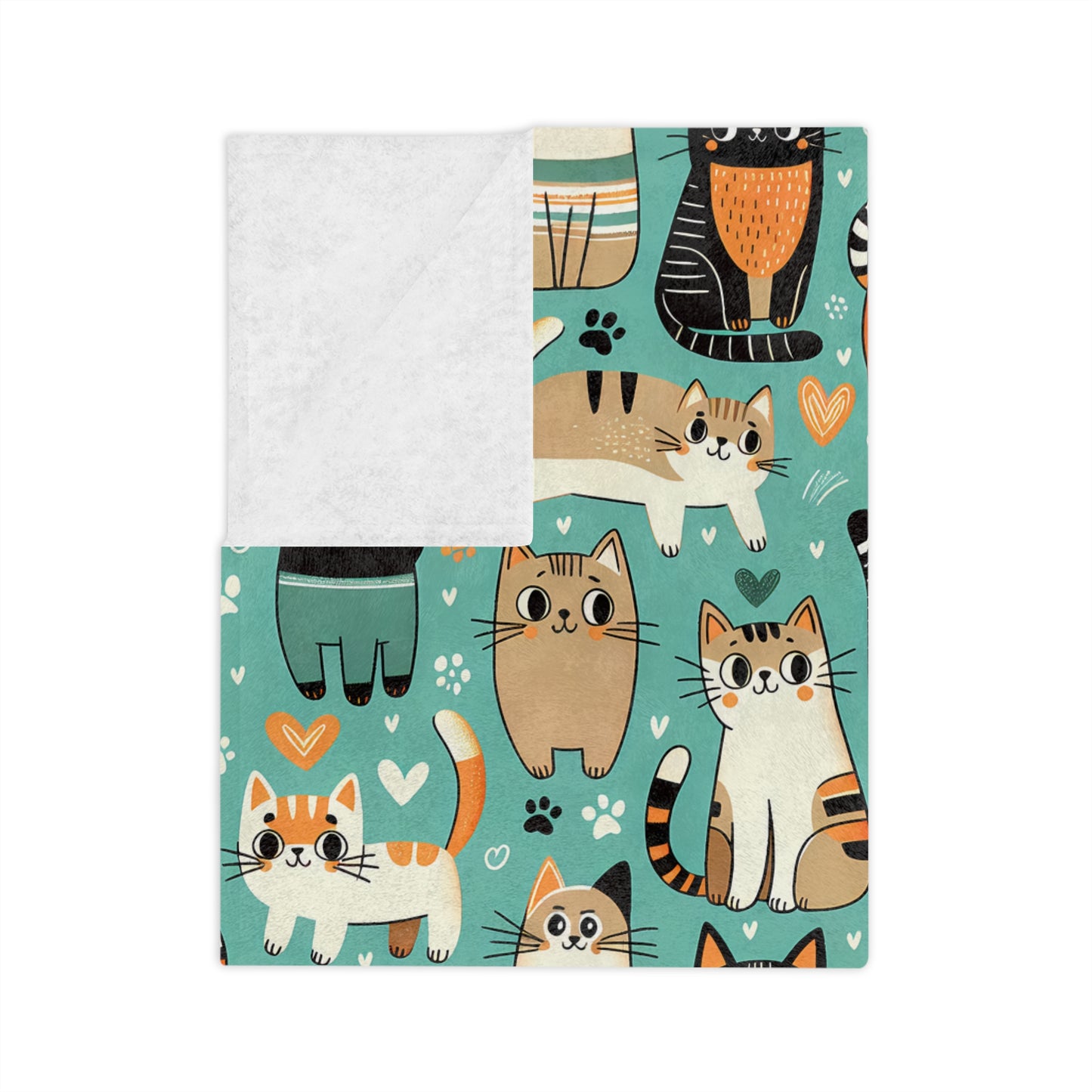 Cozy Cat Print Blanket - Soft Velveteen Microfiber Throw, Pet Lover Gift, Home Decor for Cat Lovers, Perfect for Cozy Nights