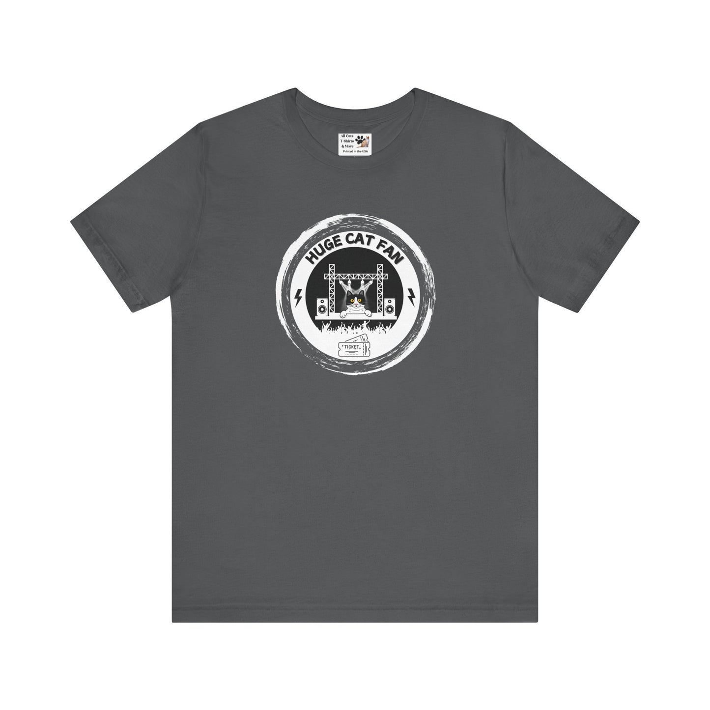 Huge Cat Fan "Brushed Circle Style" T-Shirt - (Fun Unisex Jersey Cat Lover Tee)