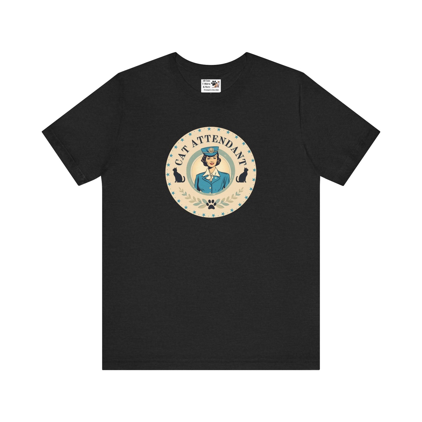 Vintage Style "Cat Attendant" T-Shirt - (Unisex Jersey Short Sleeve Tee - Perfect Gift for Cat Lovers!)