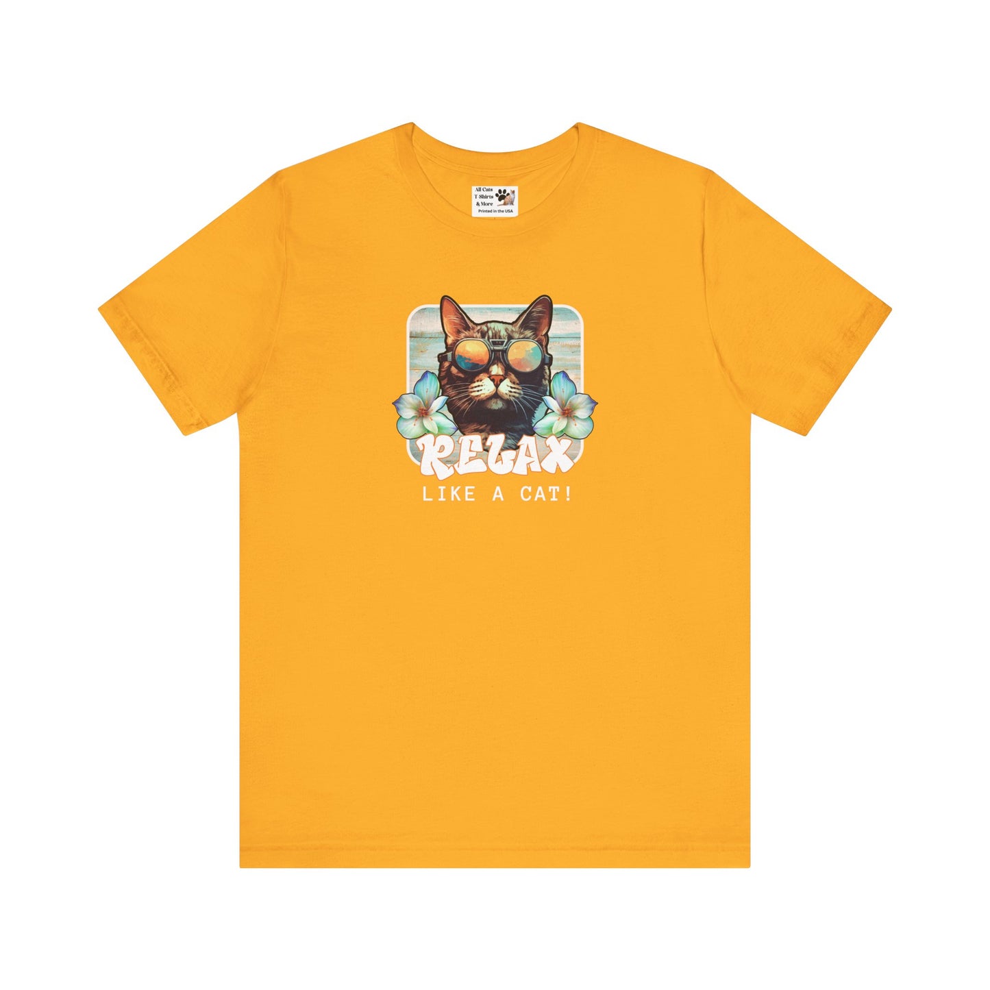 Relax Like a Cat Graphic Tee - (Cat Fan Shirt, Gift for Cat Owners, Cool Summer T-Shirt)