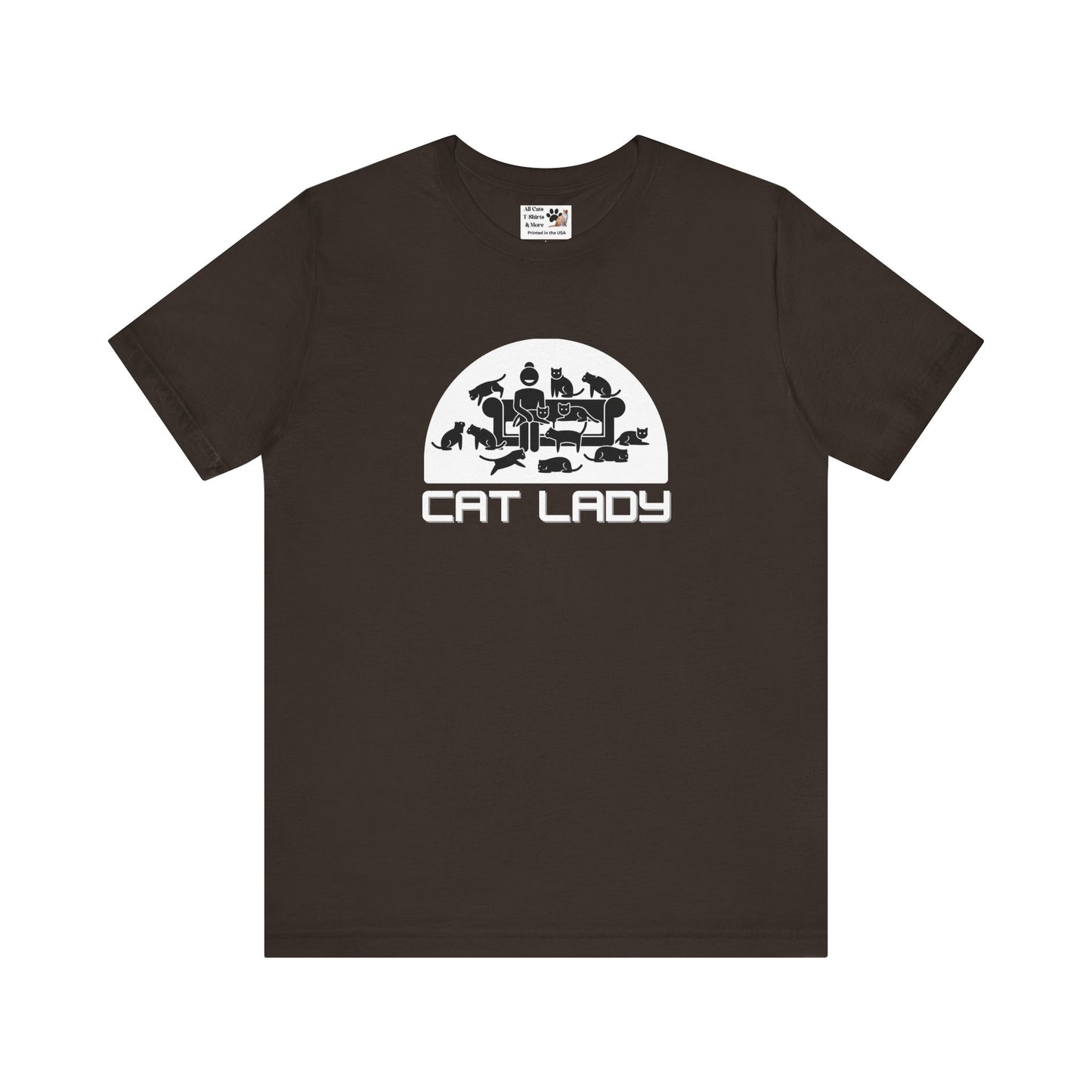 Cute Cat Lady T-Shirt - (Unisex Jersey Tee - Perfect Gift for Cat Moms!)