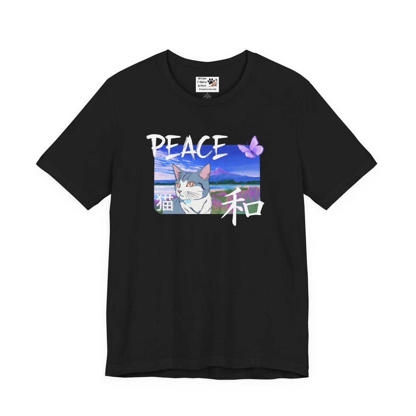 "Peace Cat" - A Japanese Anime Style Graphic Tee - (Unisex Jersey Short Sleeve T-Shirt)