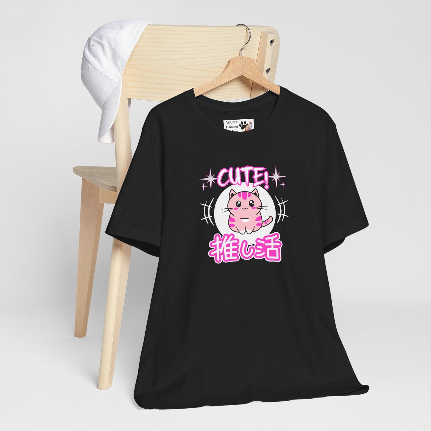 Cute Japanese Style Cat - (Pink Version - Unisex Jersey Short Sleeve Tee for Cat Lovers)