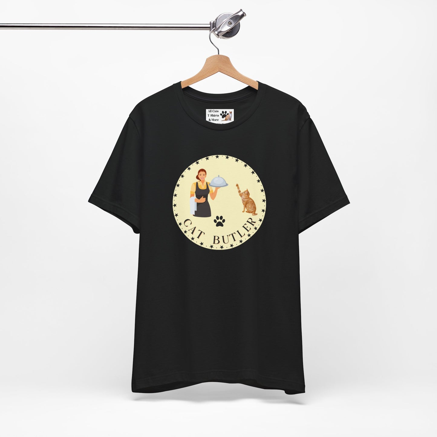 "Cat Butler" T-Shirt - With Vintage Style Design - (Unisex Jersey Short Sleeve Tee - Perfect Gift for Cat Lovers!)