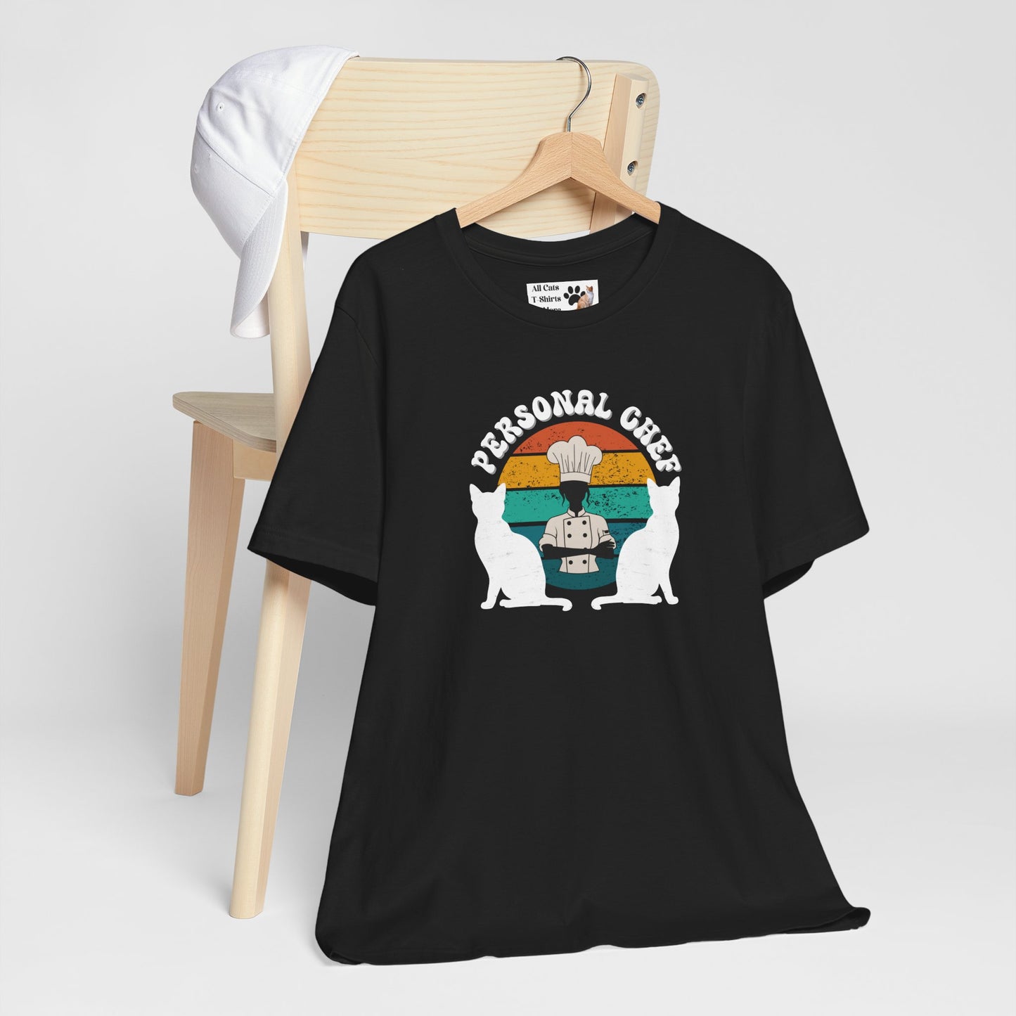 Personal Chef for Cats T-Shirt (#20 - Distressed Style Vintage Sunset, Unisex Jersey Tee)