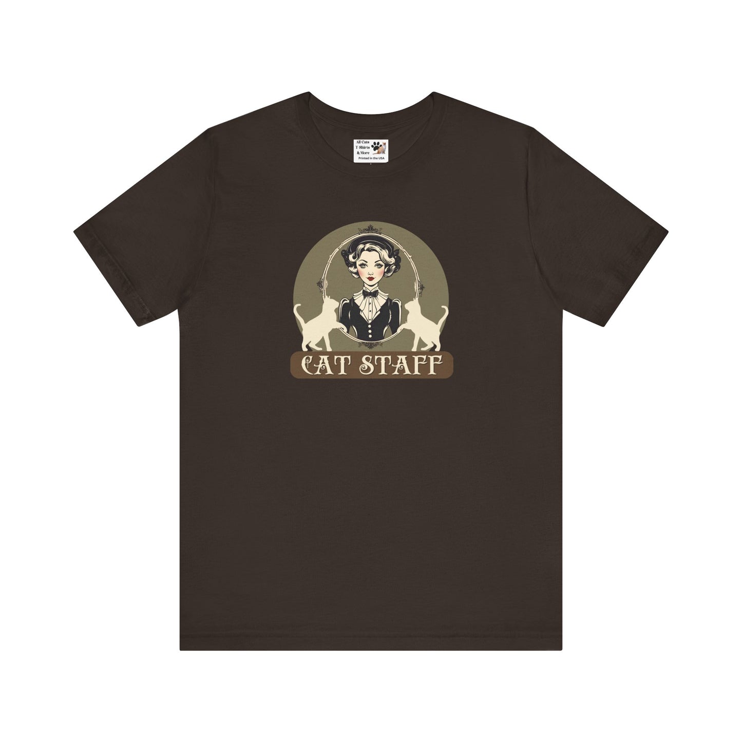 Cat Staff T-Shirt - ("Victorian Era Style" - Unisex Jersey Tee - Perfect for Cat Lovers)