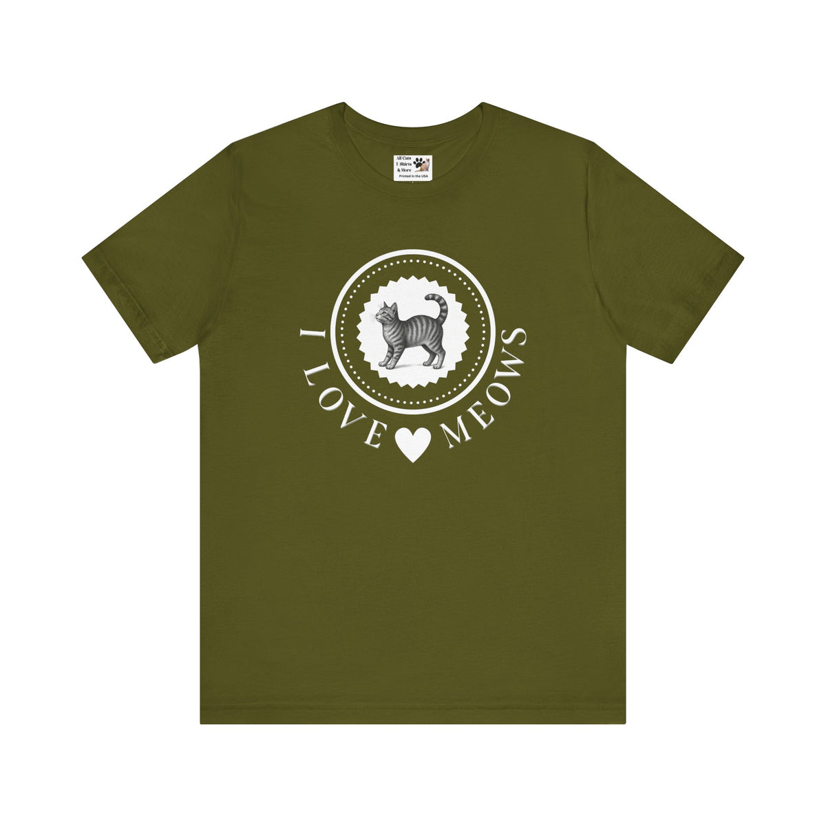 I Love Meows Cat T-Shirt - (Tee #4, Cute Retro Kitty Graphic Tee for Cat Lovers)