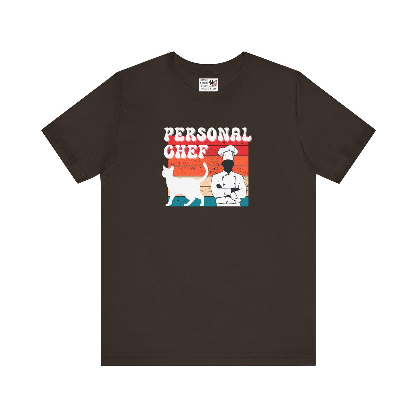 Personal Chef for Cats T-Shirt (#19 - Distressed Style Vintage Sunset, Unisex Jersey Tee)