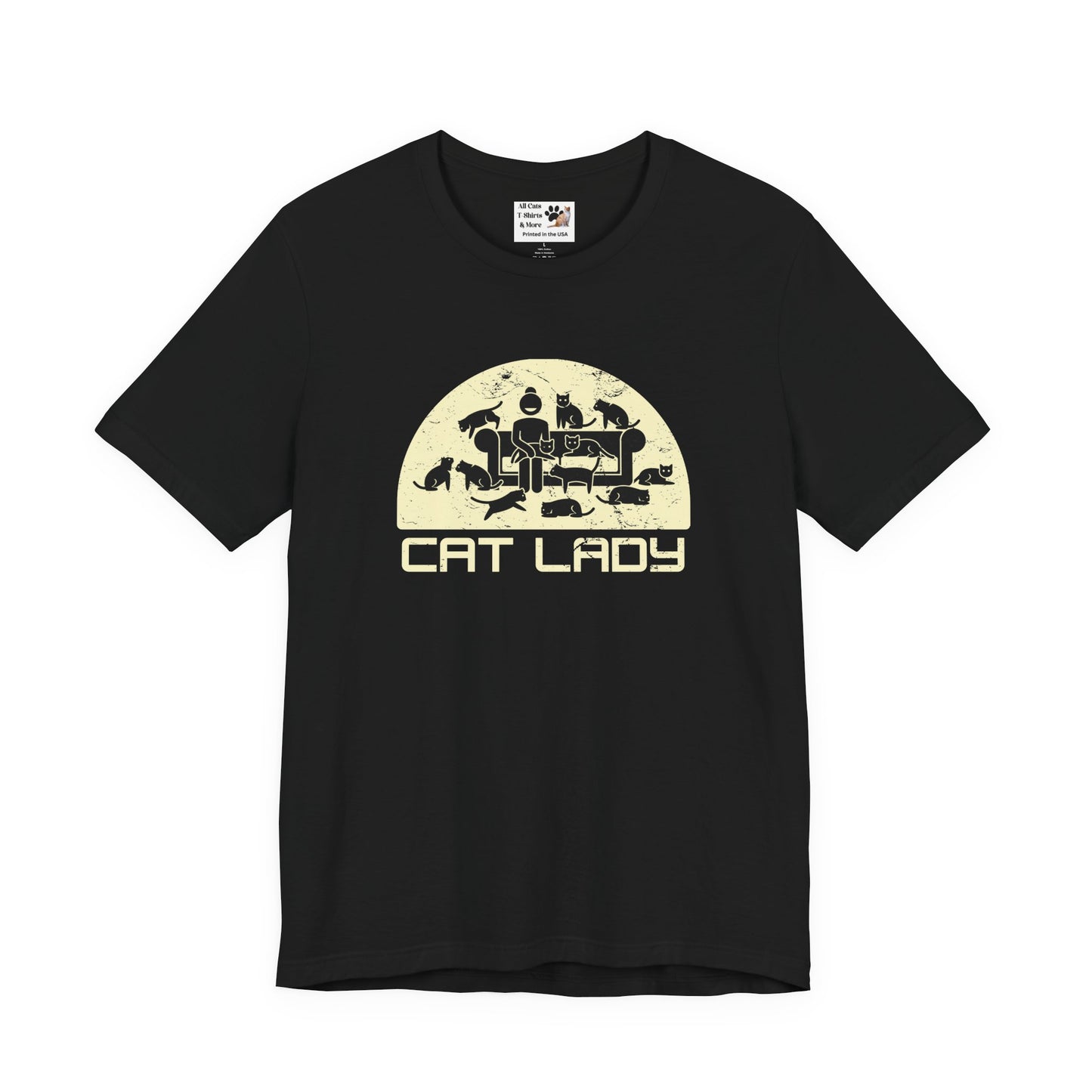 Cute Cat Lady T-Shirt - (Distressed Style - Unisex Jersey Tee - Perfect Gift for Cat Moms!)