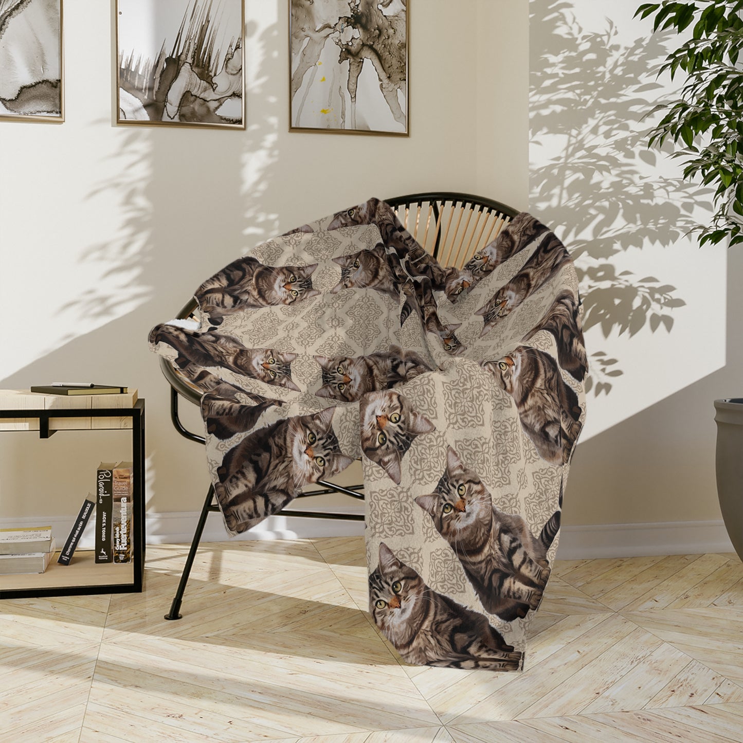 Cat "Mirror Pattern" Velveteen Blanket, Cozy Cat Blankets for Cat Lovers, Cat Decor for Home, Gifts for Pet Owners, Soft Microfiber Throw Blanket