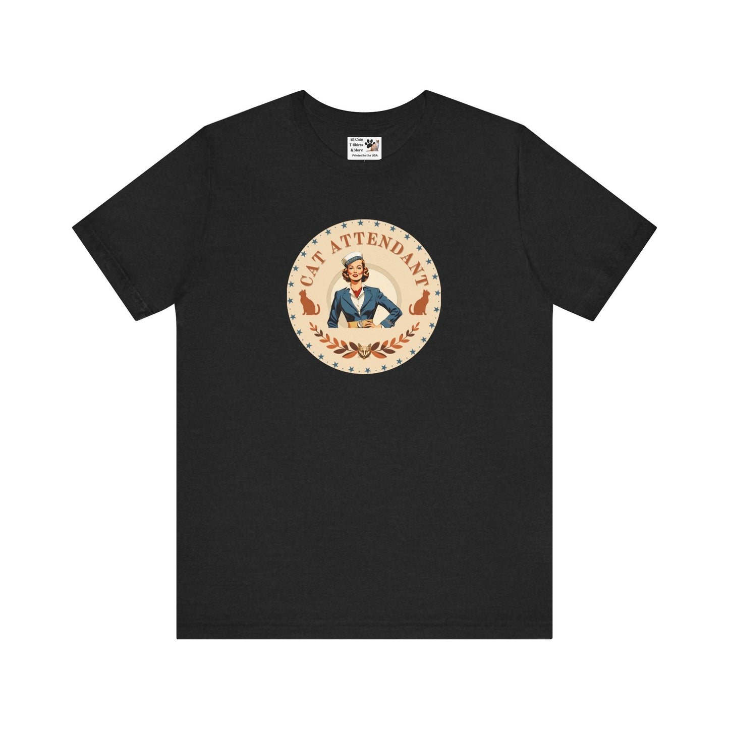 Vintage Style "Cat Attendant" T-Shirt - (Unisex Jersey Short Sleeve Tee - Perfect Gift for Cat Lovers!)