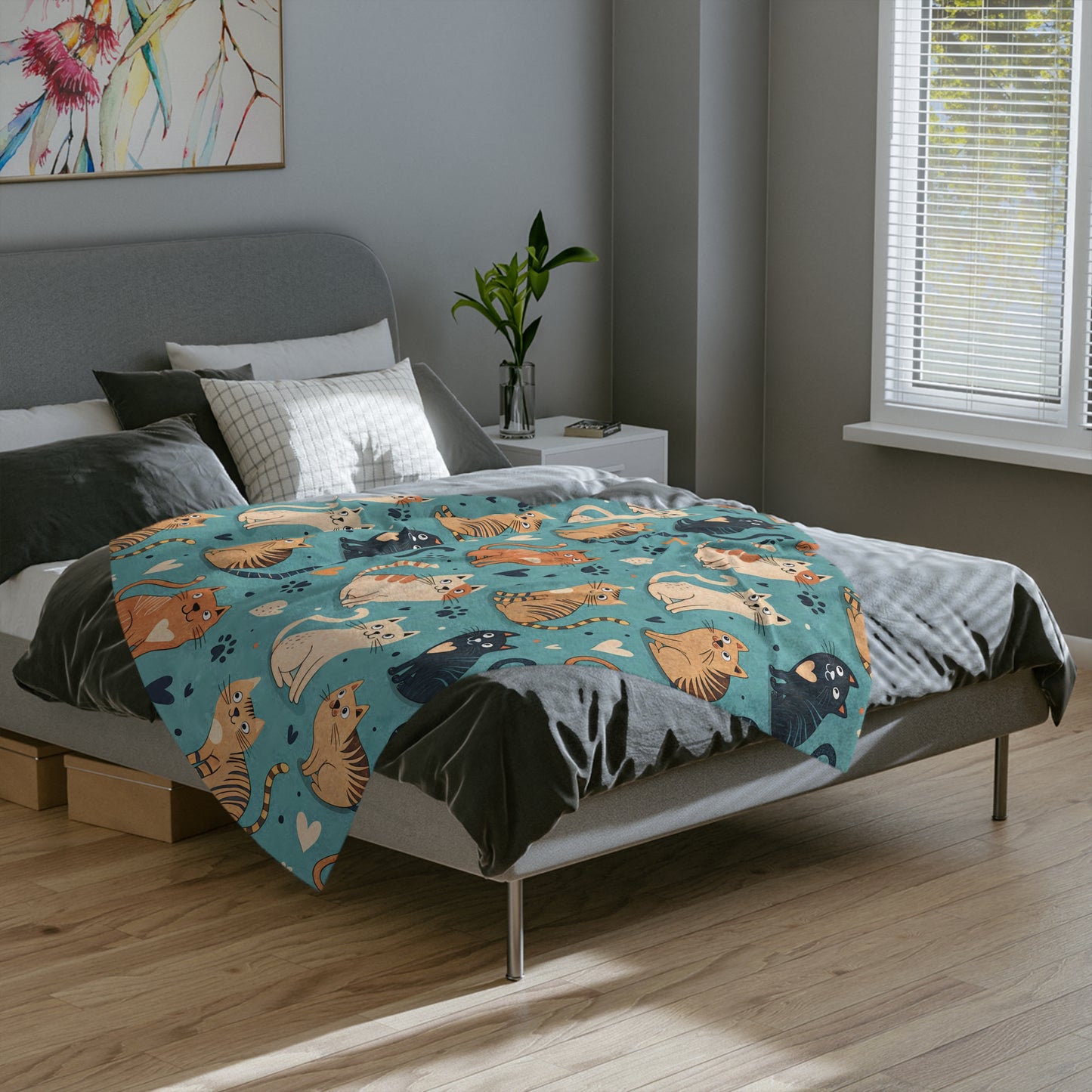 Cozy Cat Blanket - Perfect for Cat Lovers, Cat Print Microfiber Throw, Birthday Gift, Pet Lovers Home Decor, Warm Plush Blanket
