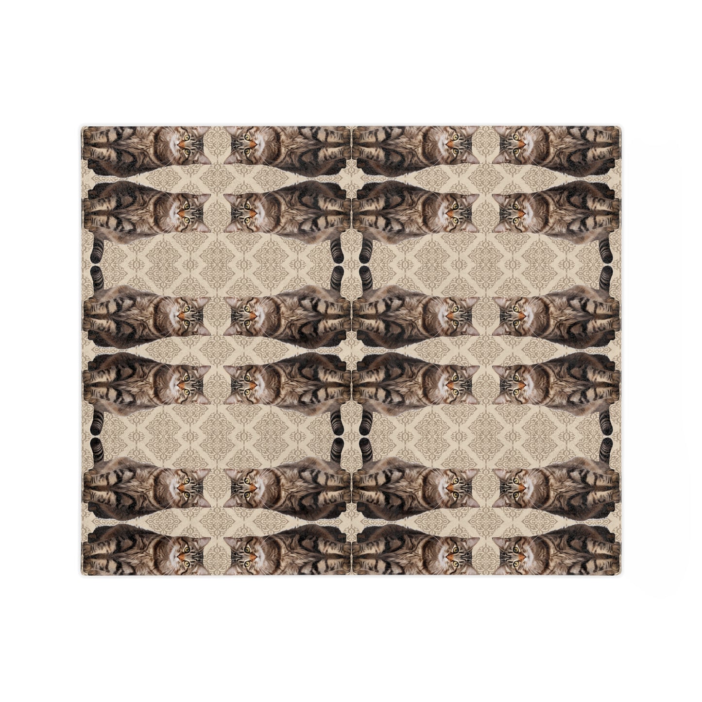 Cat "Mirror Pattern" Velveteen Blanket, Cozy Cat Blankets for Cat Lovers, Cat Decor for Home, Gifts for Pet Owners, Soft Microfiber Throw Blanket