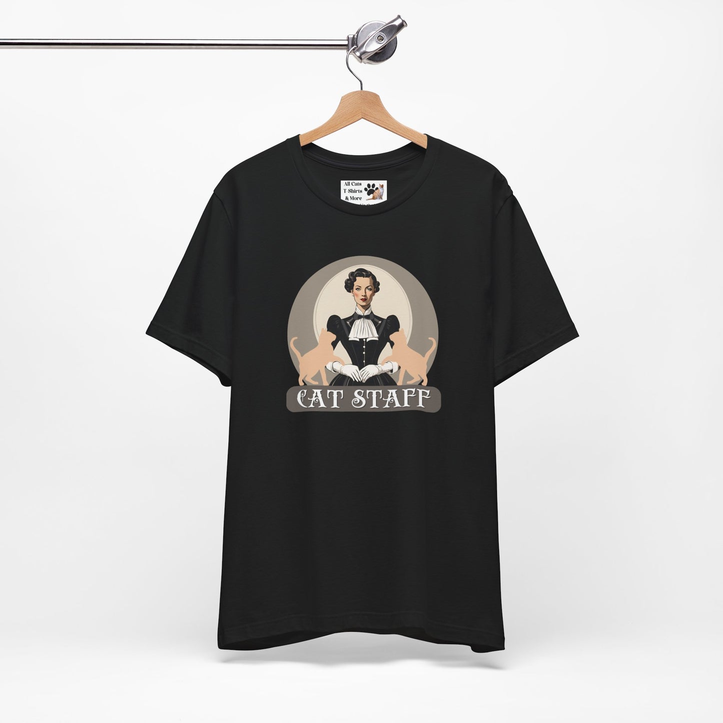 Cat Staff T-Shirt - ("Victorian Era Style" - Unisex Jersey Tee - Perfect for Cat Lovers)