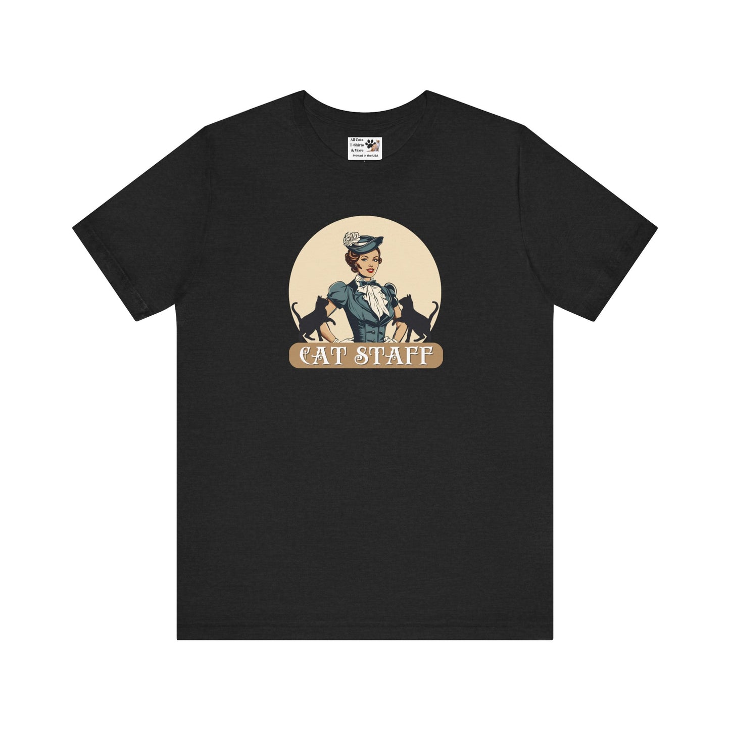 Cat Staff T-Shirt - ("Victorian Era Style" - Unisex Jersey Tee - Perfect for Cat Lovers)