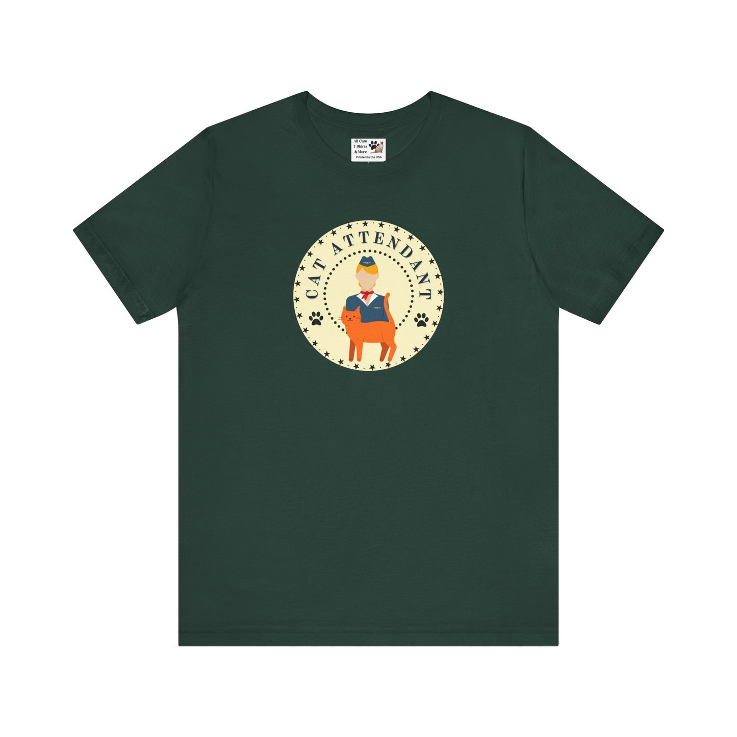 Cute "Cat Attendant" T-Shirt with Orange Cat - (Unisex Jersey Short Sleeve Tee - Perfect Gift for Cat Lovers!)