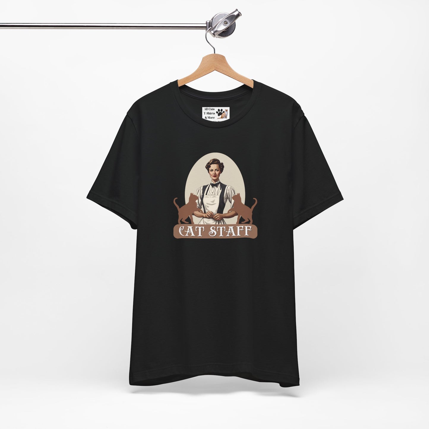Cat Staff T-Shirt - ("Victorian Era Style" - Unisex Jersey Tee - Perfect for Cat Lovers)