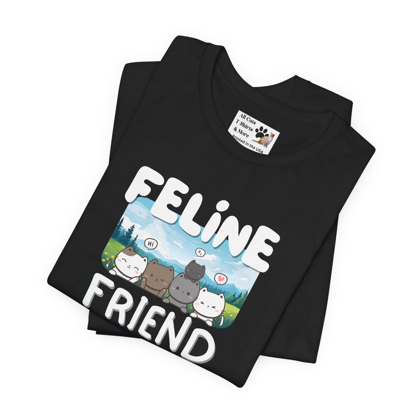 Feline Friend Graphic T-Shirt - (Cute Unisex Cat Tee)