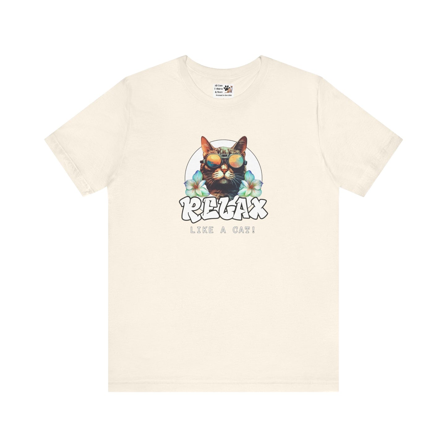 Relax Like a Cat Graphic T-Shirt (#2) - Cat Fan Shirt, Gift for Cat Owners, Tropical Style Summer Tee