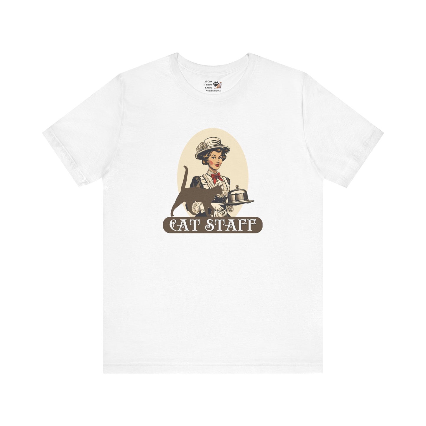 Cat Staff T-Shirt - ("Victorian Era Style" - Unisex Jersey Tee - Perfect for Cat Lovers)