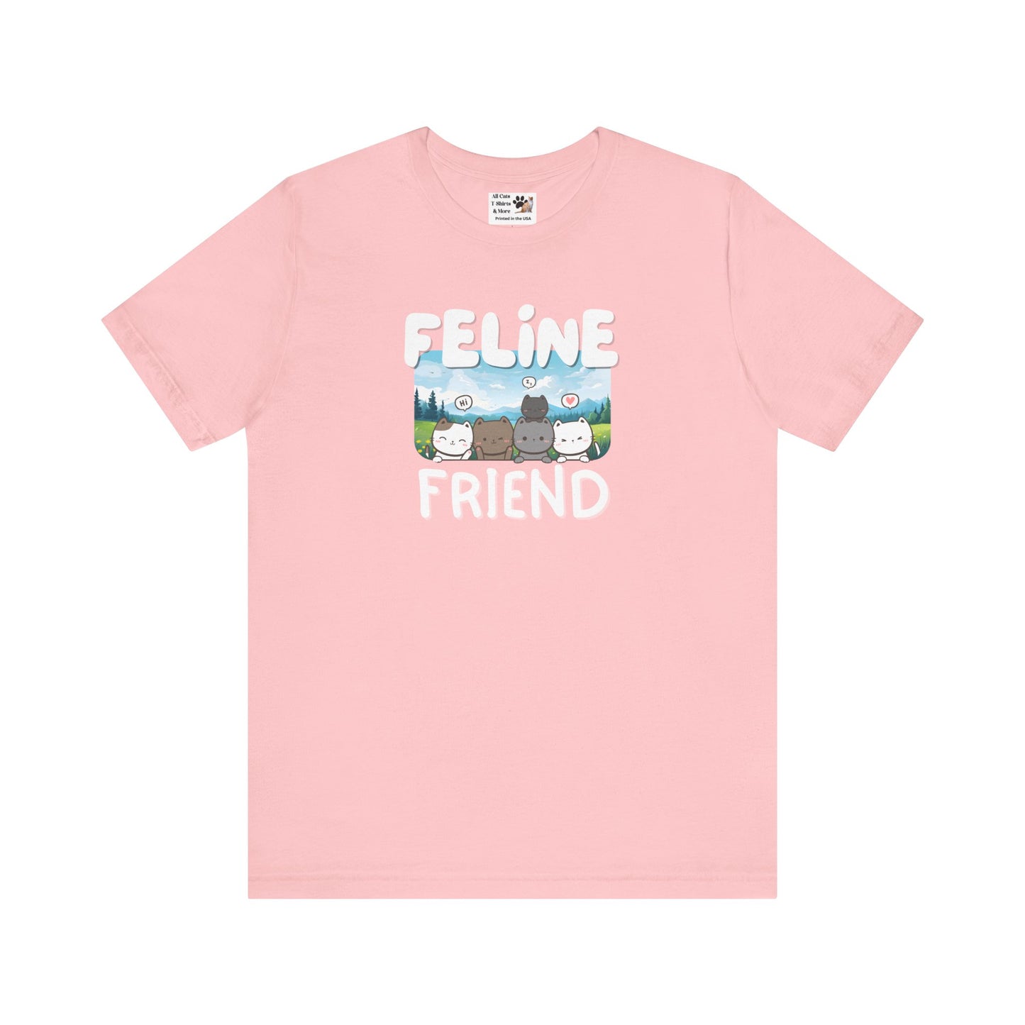Feline Friend Graphic T-Shirt - (Cute Unisex Cat Tee)