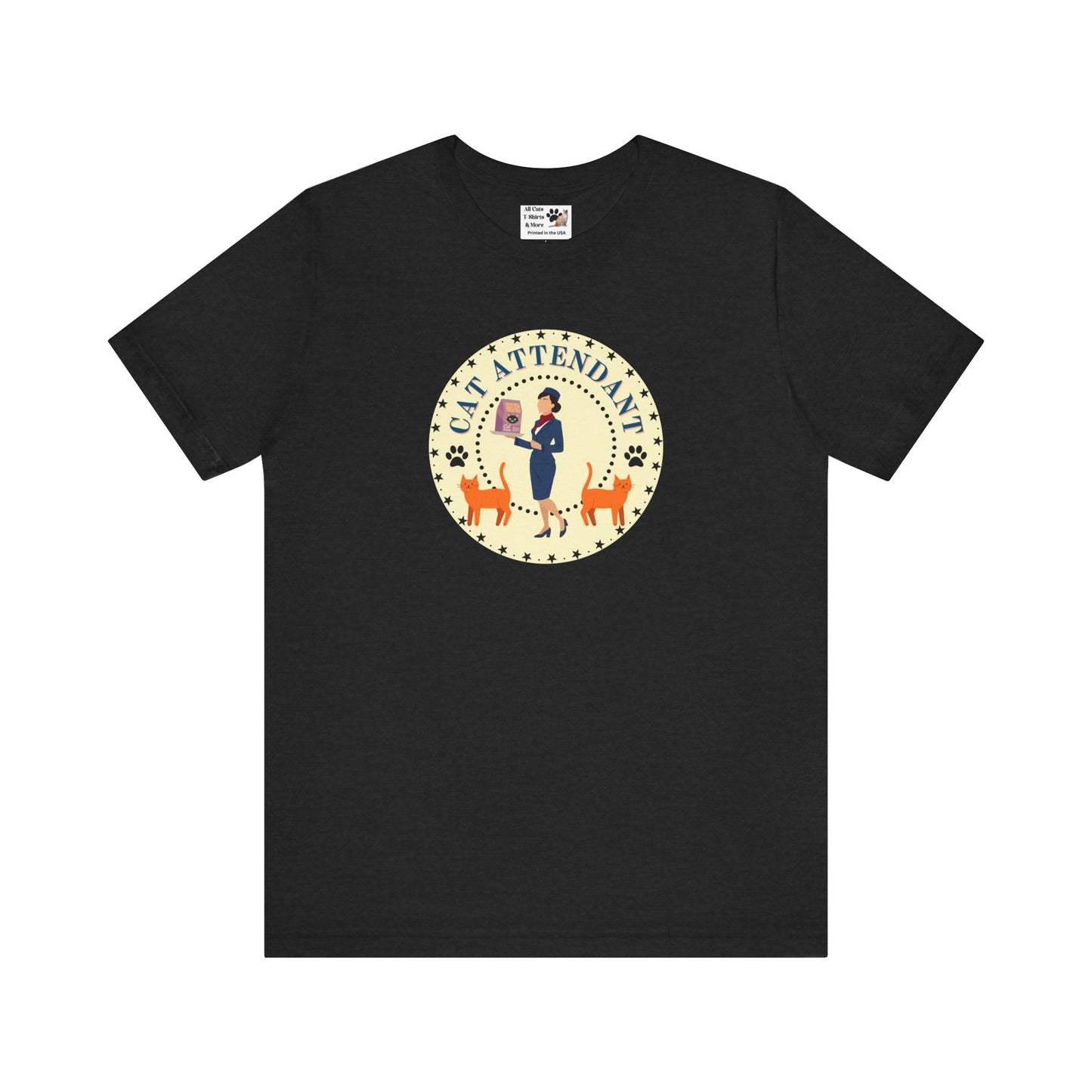 Cute "Cat Attendant" T-Shirt with Double Orange Cats - (Unisex Jersey Short Sleeve Tee - Perfect Gift for Cat Lovers!)