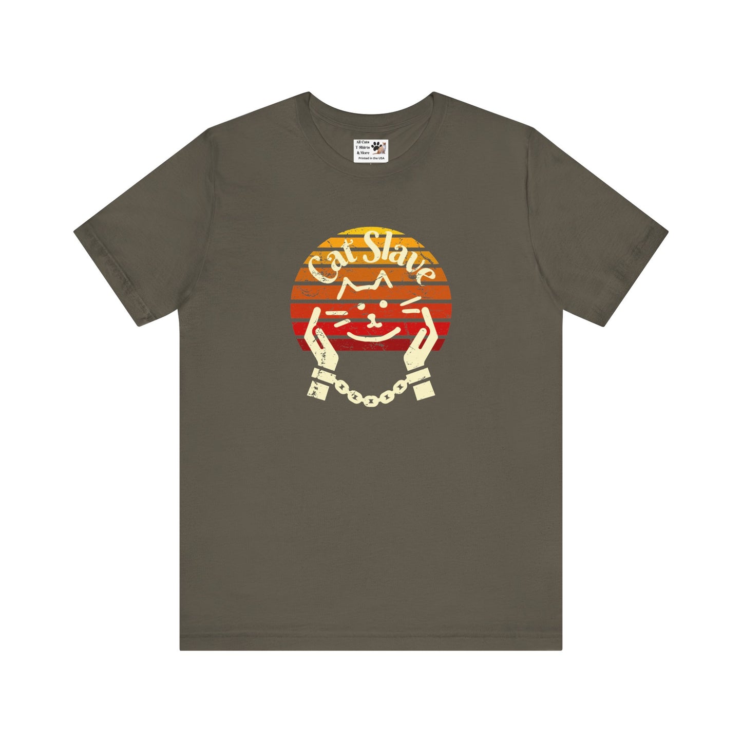 Cat Slave Vintage Sunset T-Shirt - (Unisex Jersey Tee - Casual & Trendy Distressed Style Design, Cat Fan Tee)