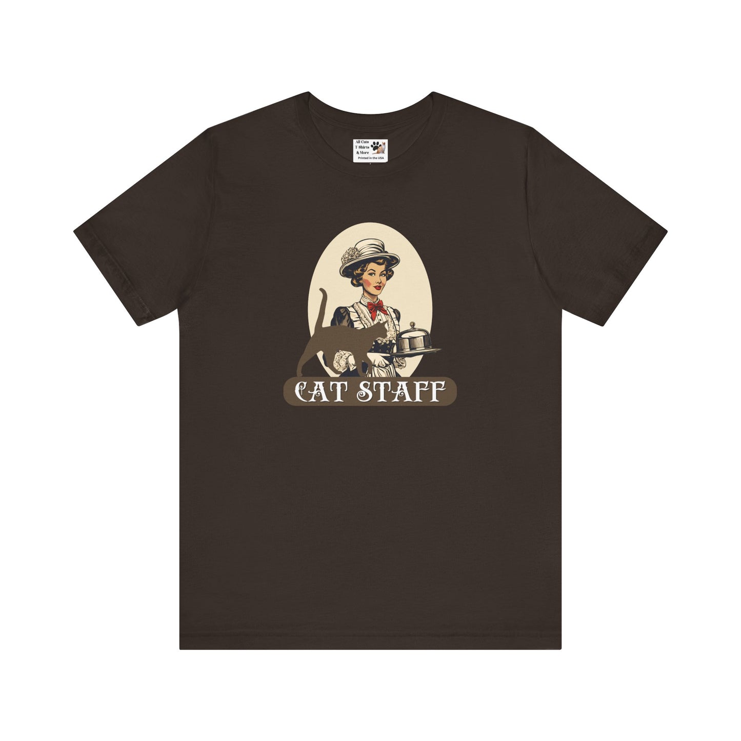 Cat Staff T-Shirt - ("Victorian Era Style" - Unisex Jersey Tee - Perfect for Cat Lovers)