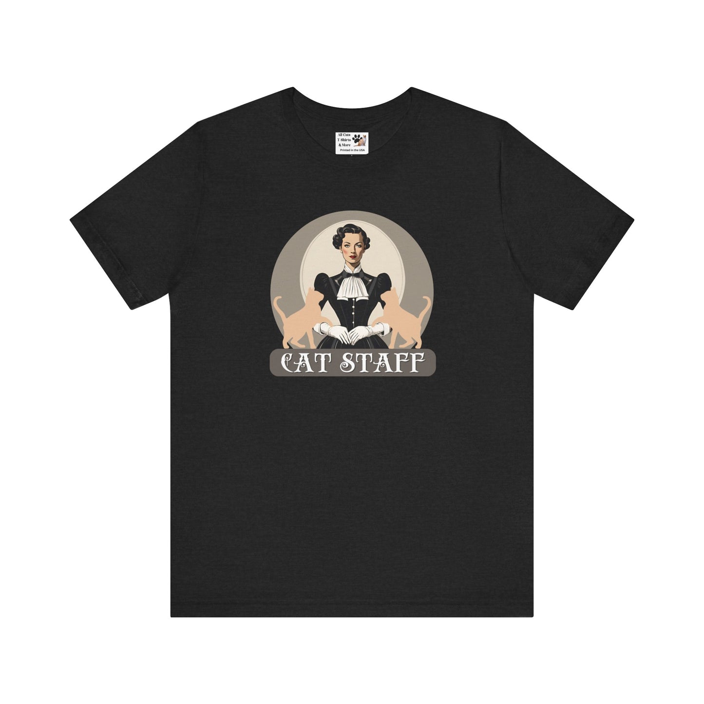 Cat Staff T-Shirt - ("Victorian Era Style" - Unisex Jersey Tee - Perfect for Cat Lovers)