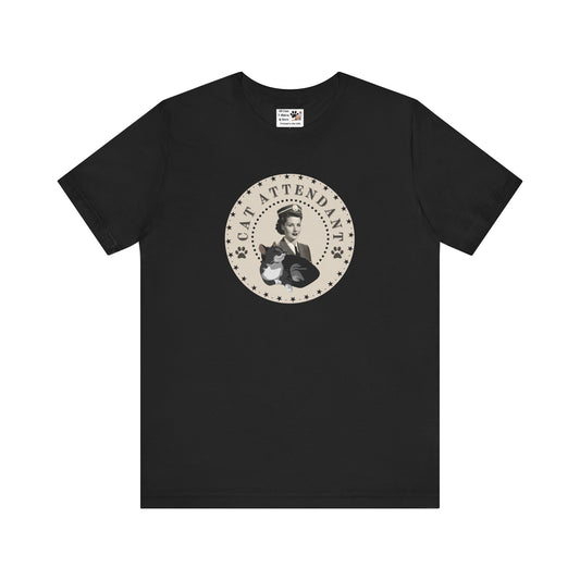 Vintage Style "Cat Attendant" T-Shirt - (Unisex Jersey Short Sleeve Tee - Perfect Gift for Cat Lovers!)