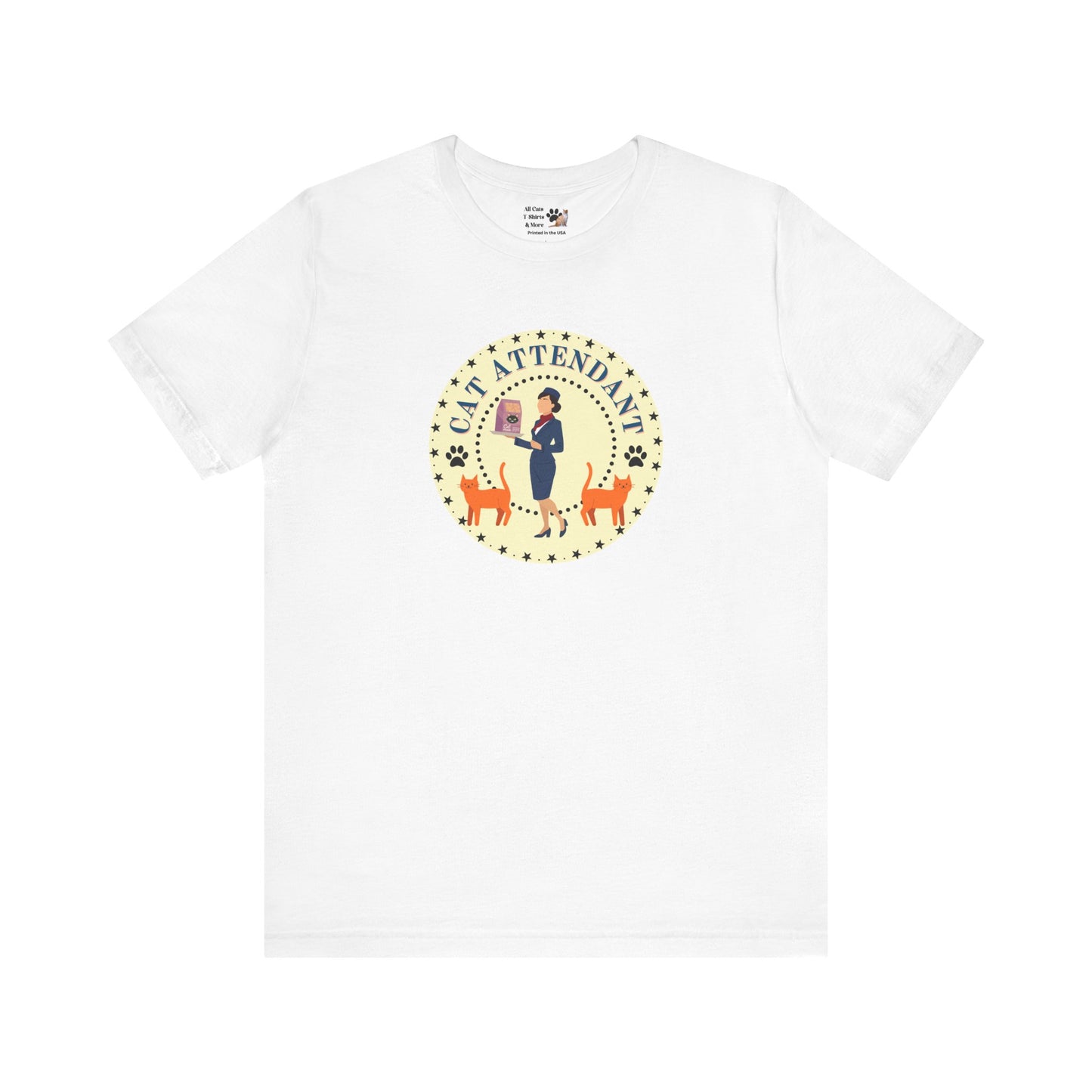 Cute "Cat Attendant" T-Shirt with Double Orange Cats - (Unisex Jersey Short Sleeve Tee - Perfect Gift for Cat Lovers!)