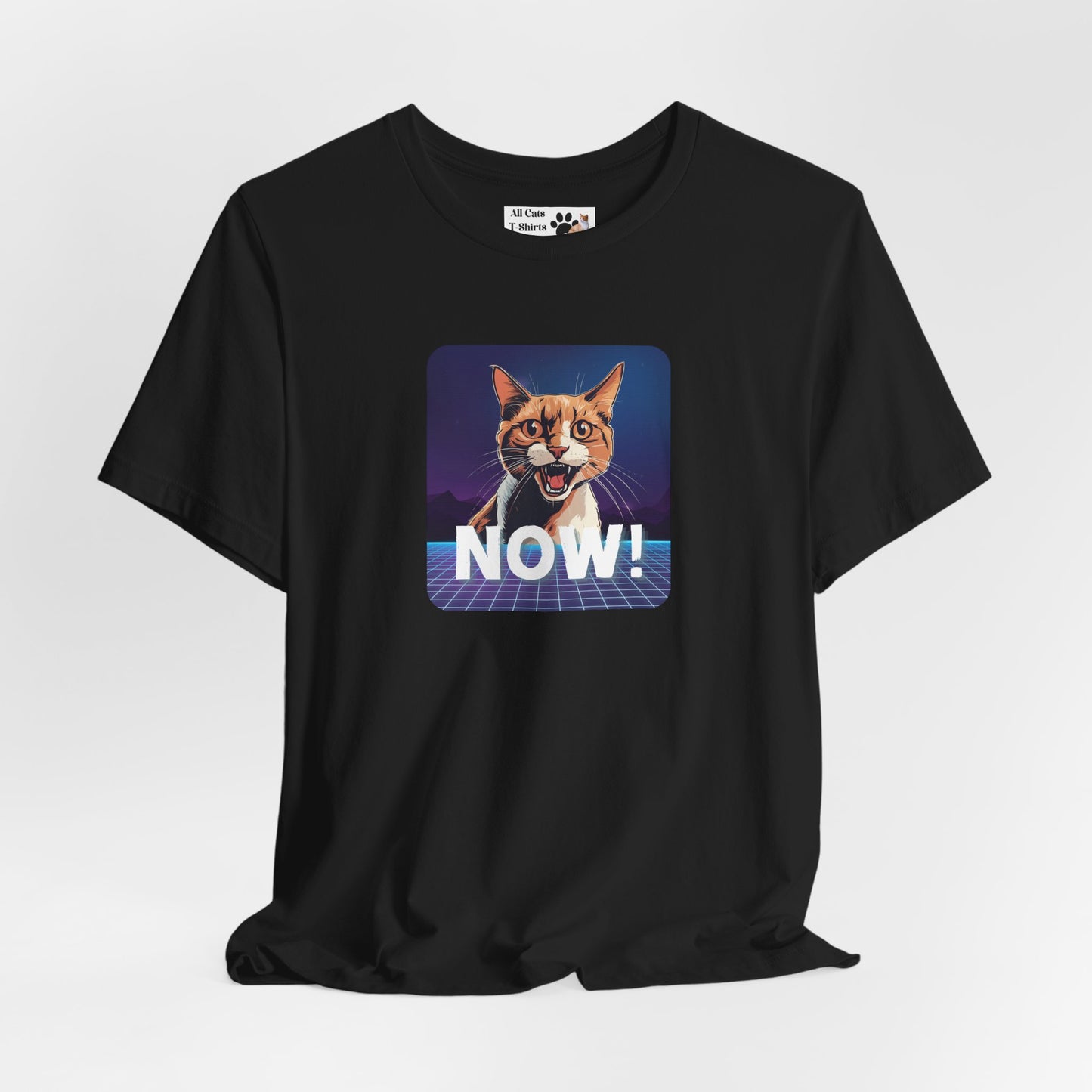 "NOW Cat" Retro Graphic T-Shirt - (Unisex Short Sleeve Tee - Fun & Quirky Design for Cat Fans)