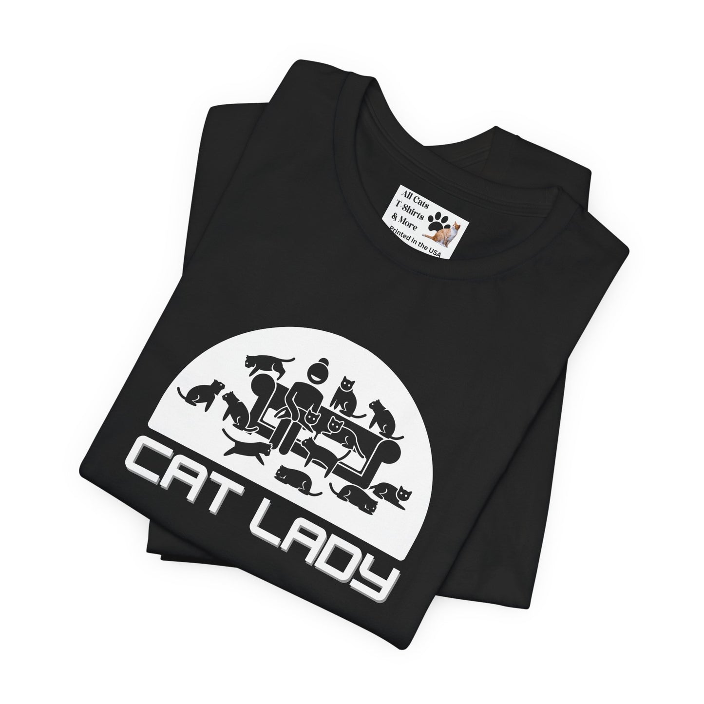 Cute Cat Lady T-Shirt - (Unisex Jersey Tee - Perfect Gift for Cat Moms!)