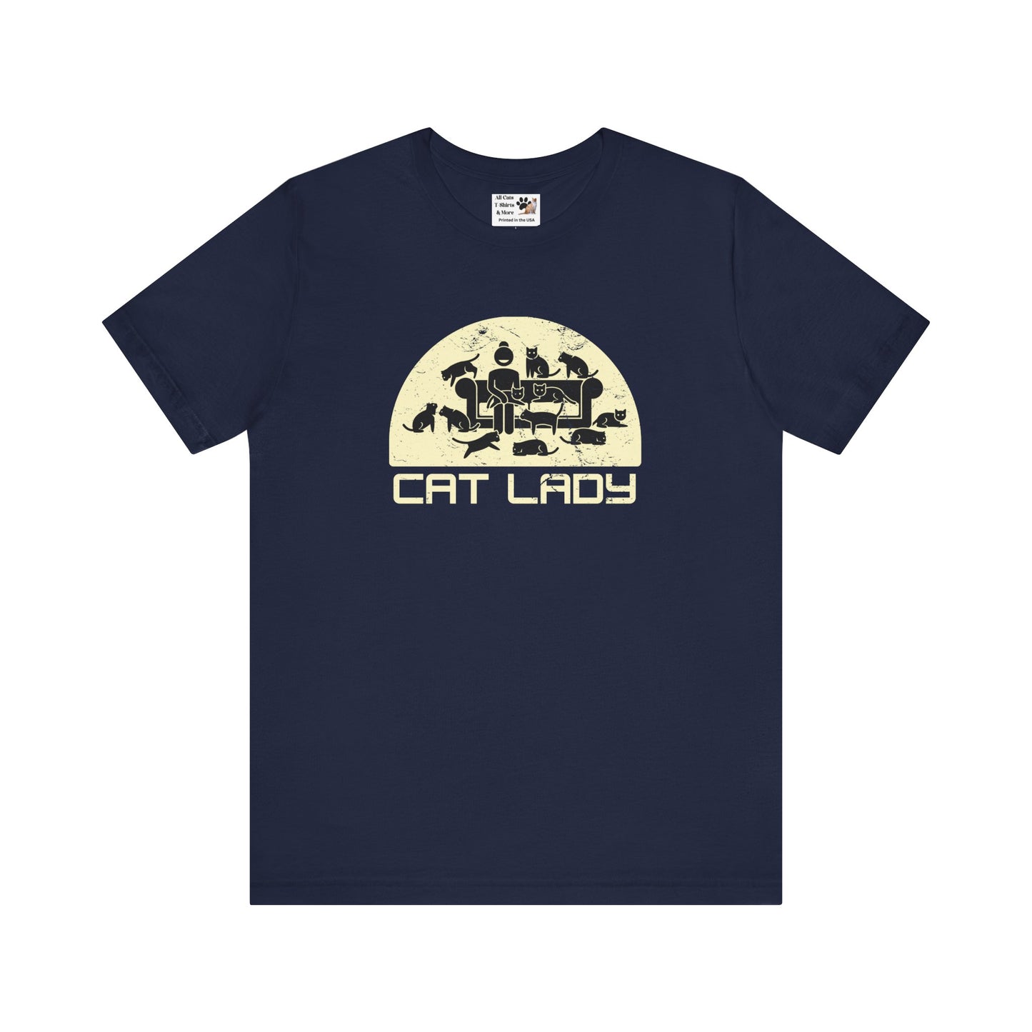 Cute Cat Lady T-Shirt - (Distressed Style - Unisex Jersey Tee - Perfect Gift for Cat Moms!)