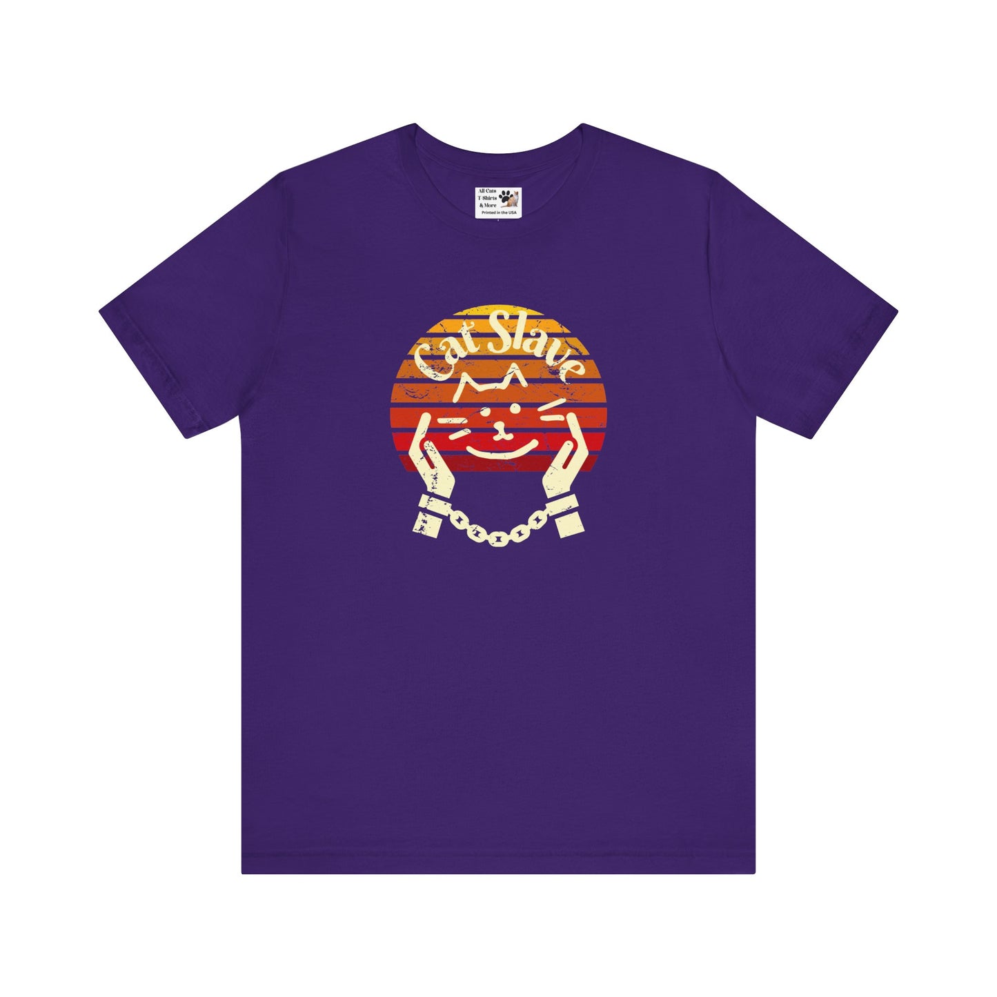 Cat Slave Vintage Sunset T-Shirt - (Unisex Jersey Tee - Casual & Trendy Distressed Style Design, Cat Fan Tee)