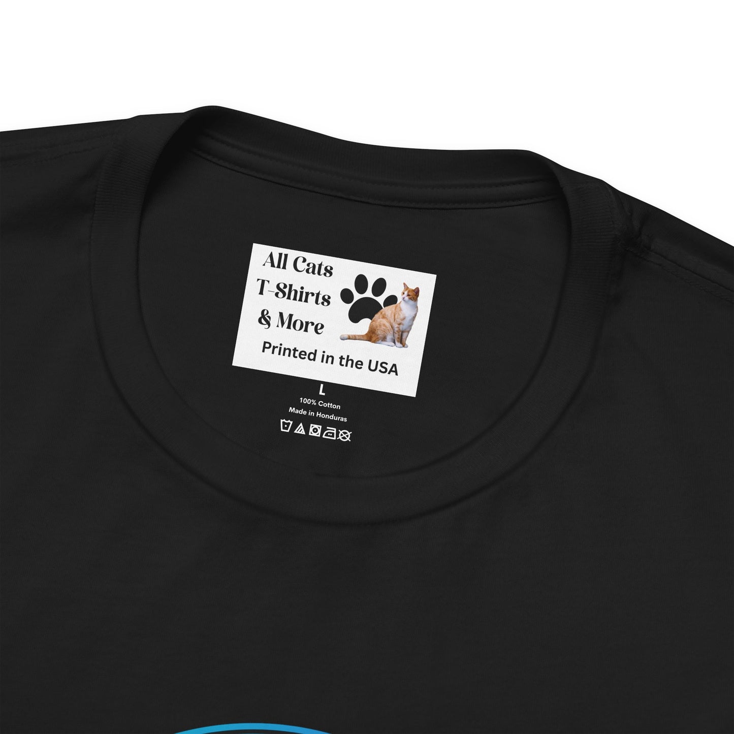Personal Chef for Cats T-Shirt (#1 - Orange Cat Blue Purple Design - Unisex Jersey Tee ā Perfect Cat Care Givers!)
