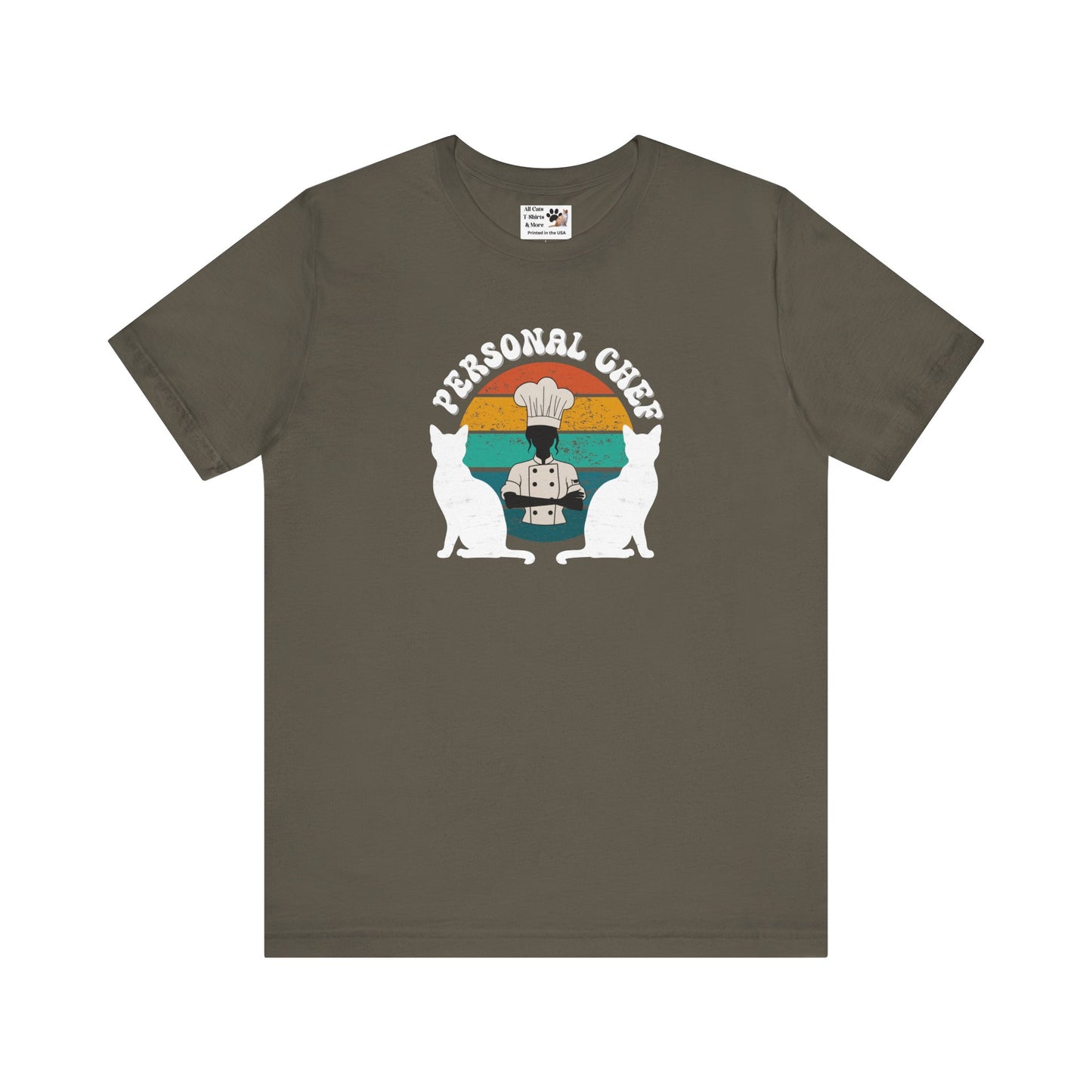 Personal Chef for Cats T-Shirt (#20 - Distressed Style Vintage Sunset, Unisex Jersey Tee)
