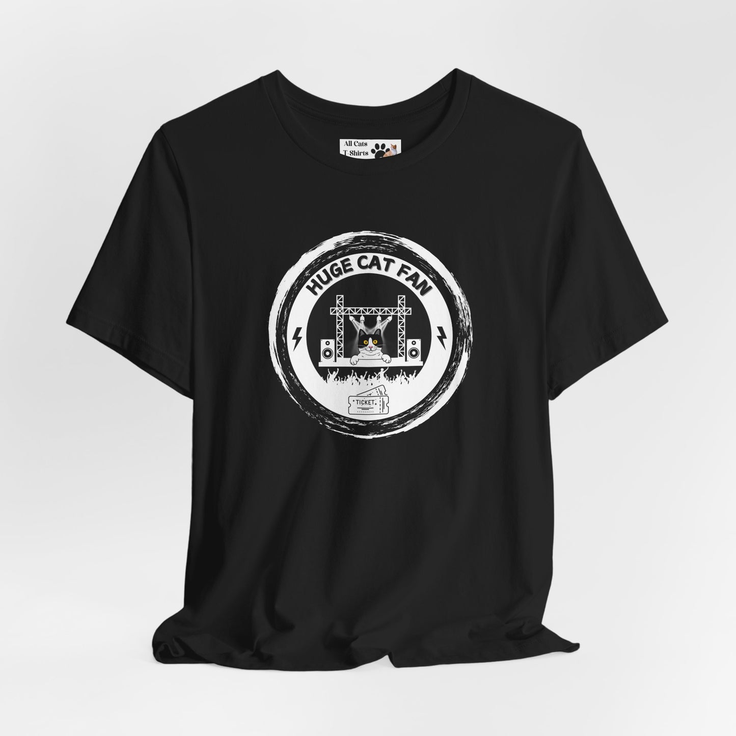 Huge Cat Fan "Brushed Circle Style" T-Shirt - (Fun Unisex Jersey Cat Lover Tee)