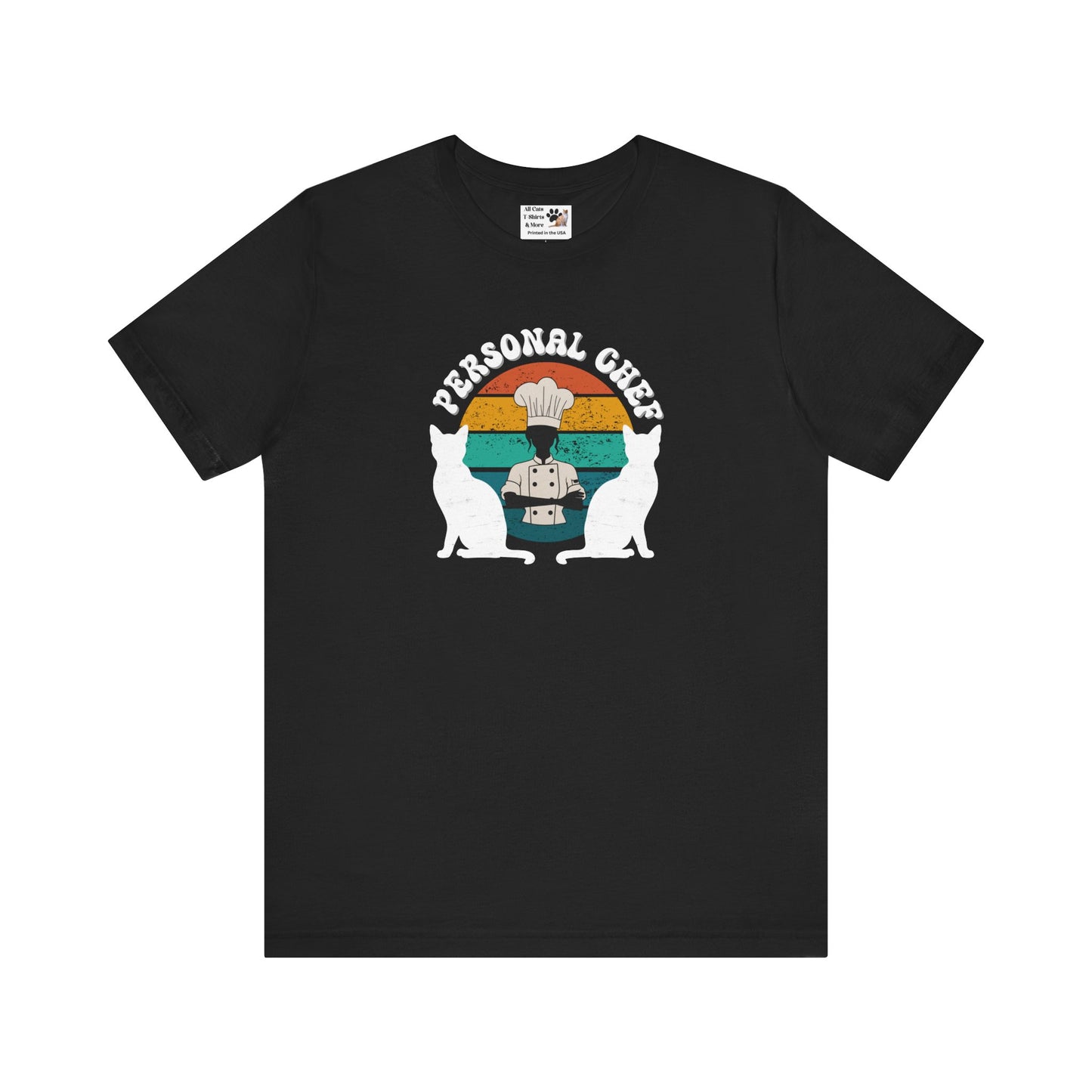 Personal Chef for Cats T-Shirt (#20 - Distressed Style Vintage Sunset, Unisex Jersey Tee)