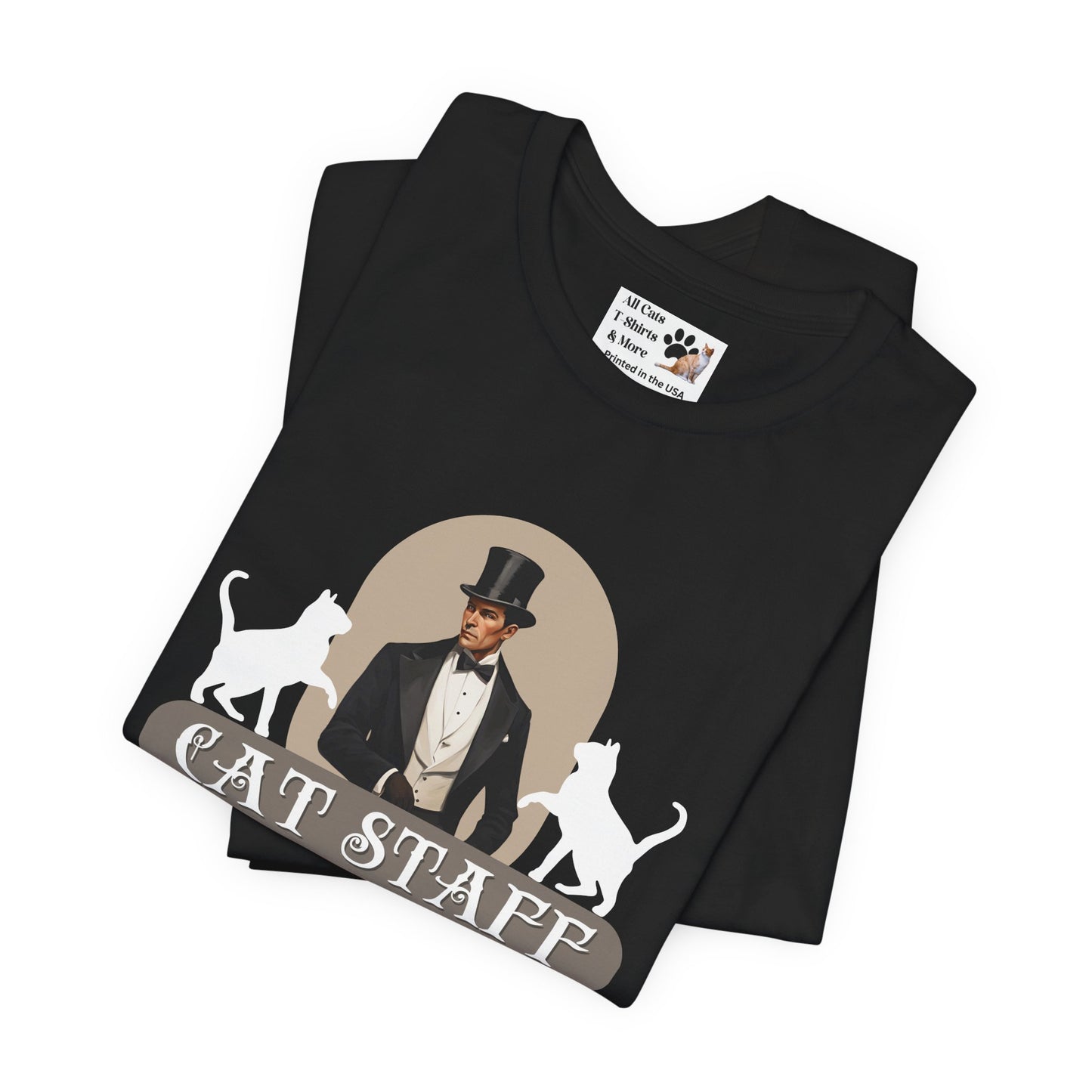 Cat Staff T-Shirt - ("Victorian Era Style" - Unisex Jersey Tee - Perfect for Cat Lovers)