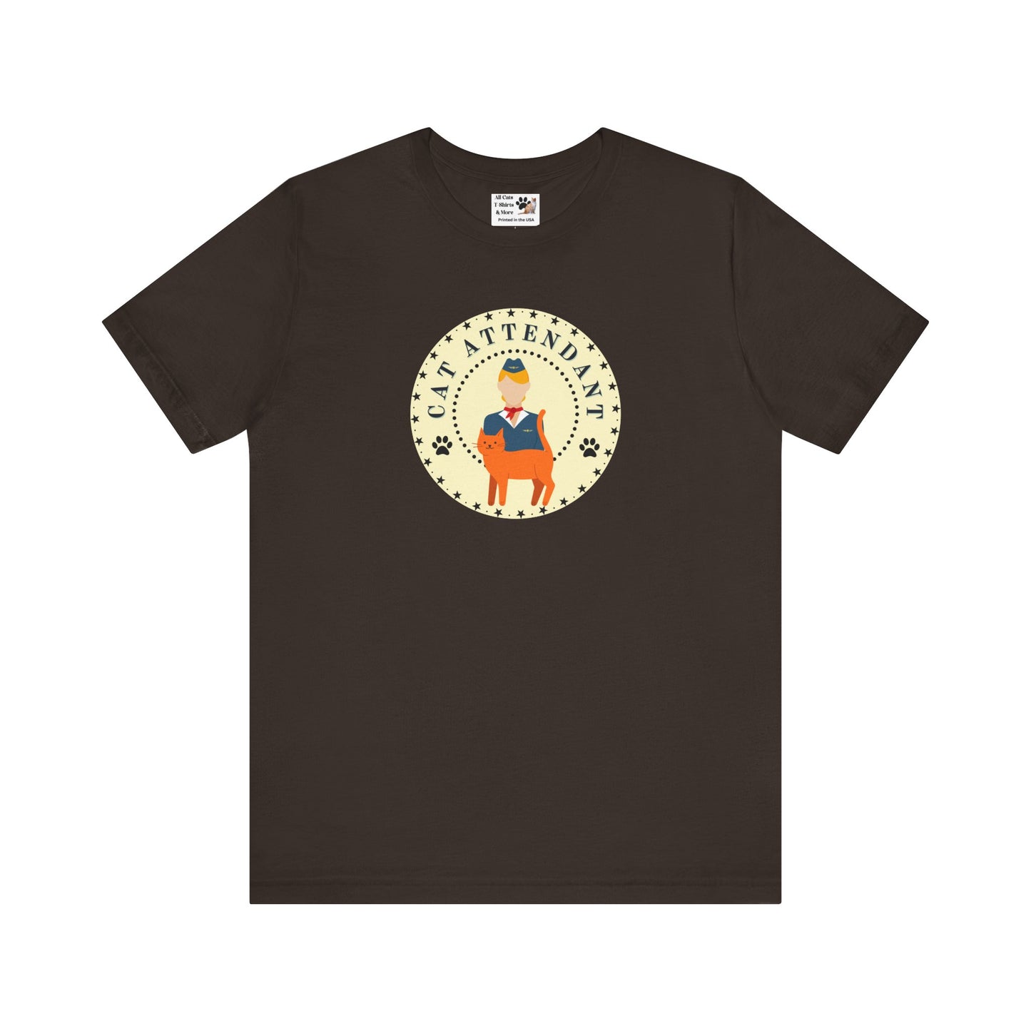 Cute "Cat Attendant" T-Shirt with Orange Cat - (Unisex Jersey Short Sleeve Tee - Perfect Gift for Cat Lovers!)