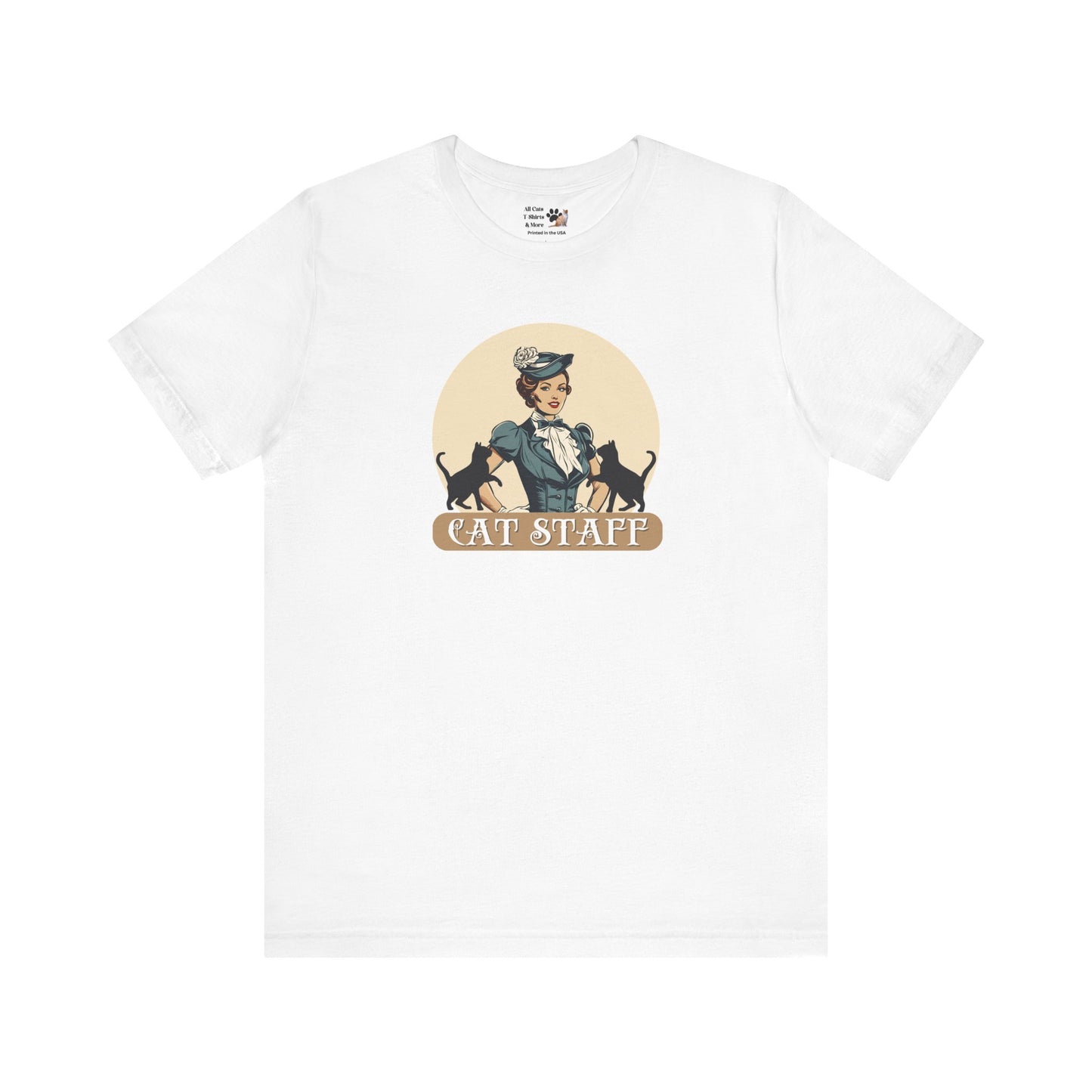 Cat Staff T-Shirt - ("Victorian Era Style" - Unisex Jersey Tee - Perfect for Cat Lovers)