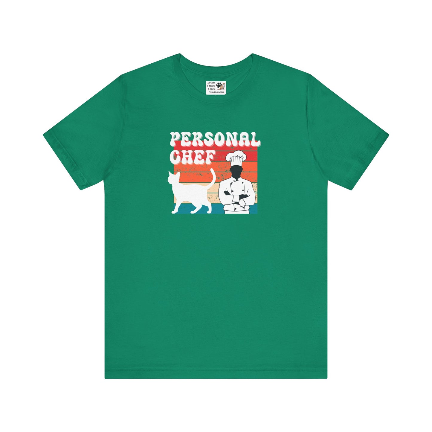 Personal Chef for Cats T-Shirt (#19 - Distressed Style Vintage Sunset, Unisex Jersey Tee)