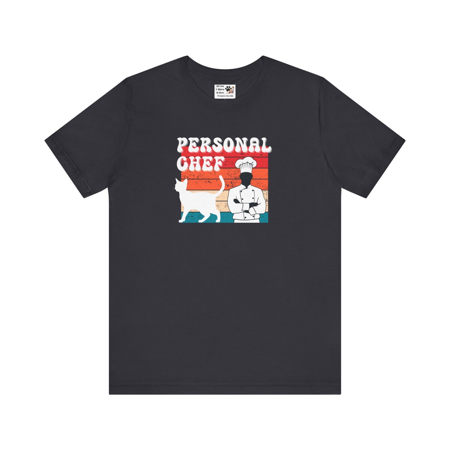 Personal Chef for Cats T-Shirt (#19 - Distressed Style Vintage Sunset, Unisex Jersey Tee)